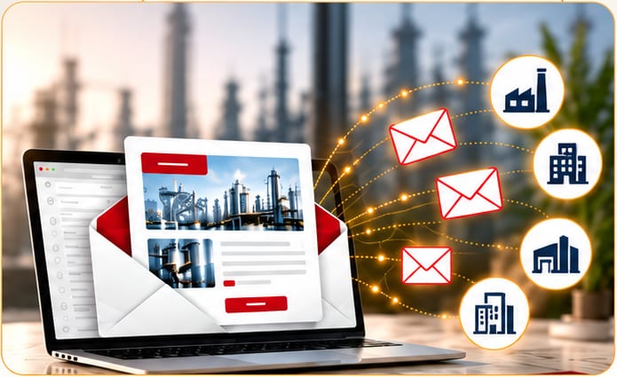 Correos electrónicos llegando a empresas del sector industrial