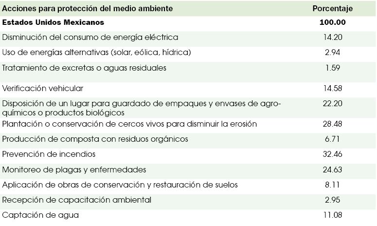 Principales acciones a favor del medio ambiente